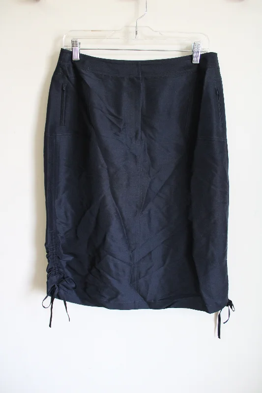 Emanuel Ungaro Drawstring Dark Navy Blue Skirt | 10 slim fit skirt