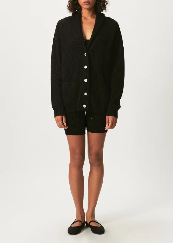 Esra Boyfriend Cardigan Chenille Blend Fleece Blend Nylon Blend