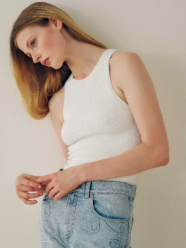 Racer Tank Instasculpt™ Rib | White comfortable tank top