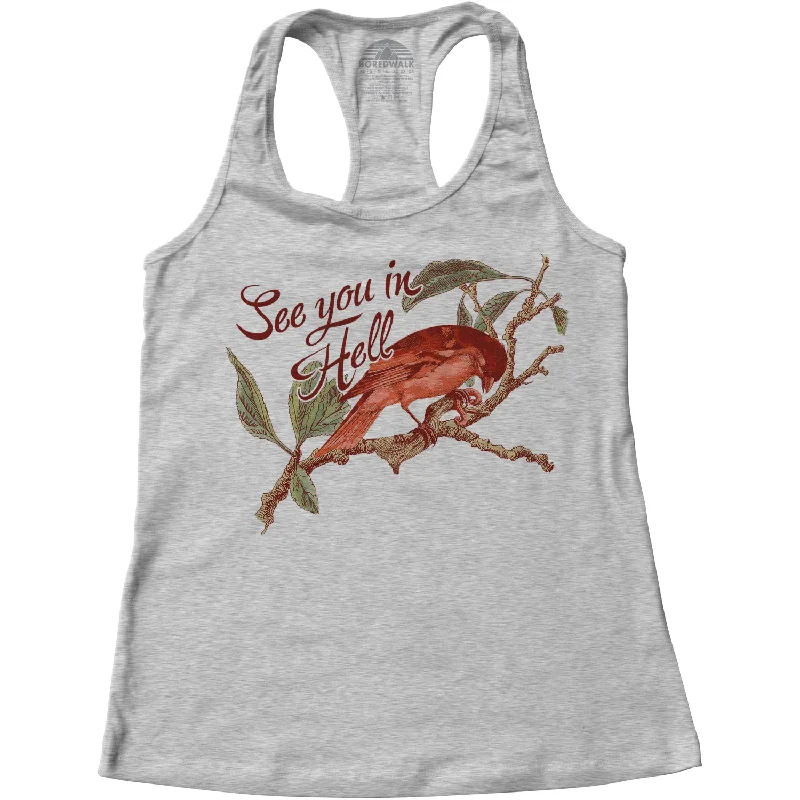 Women's See You In Hell Bird Racerback Tank Top striped tank top