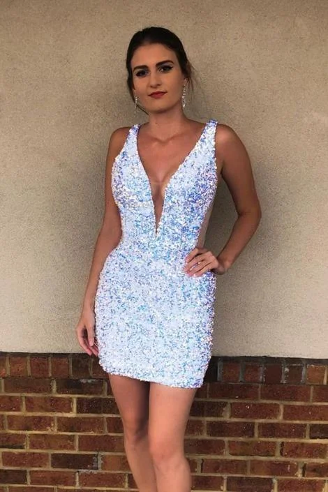 tight white sequins tight homecoming dress party dress Tunics Vintage classic