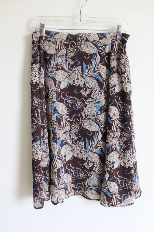 Jaclyn Smith Brown Floral Chiffon Skirt | S high waist skirt