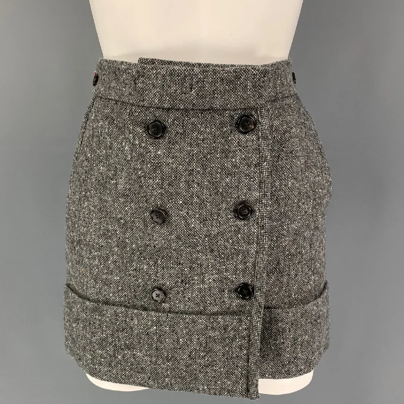 THOM BROWNE Size 0 Grey Merino Wool Mohair Mini Skirt leather skirt durable