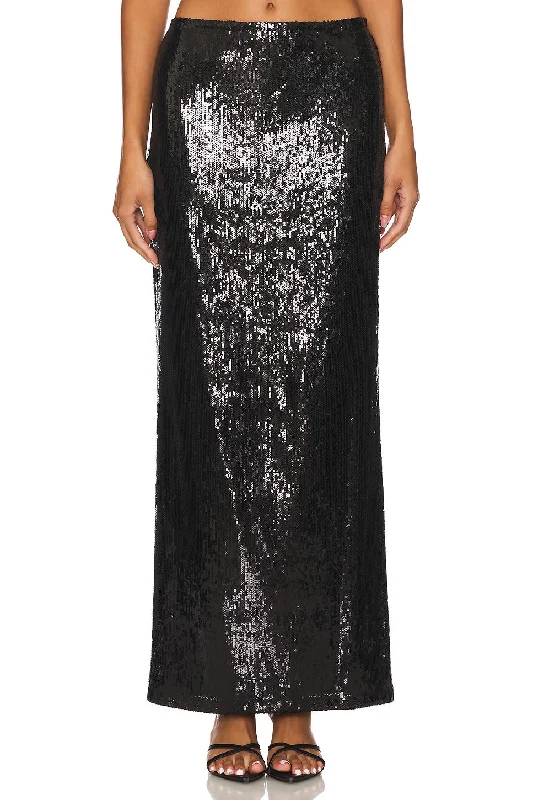 Elettra Sequin Column Skirt - Black cashmere skirt soft