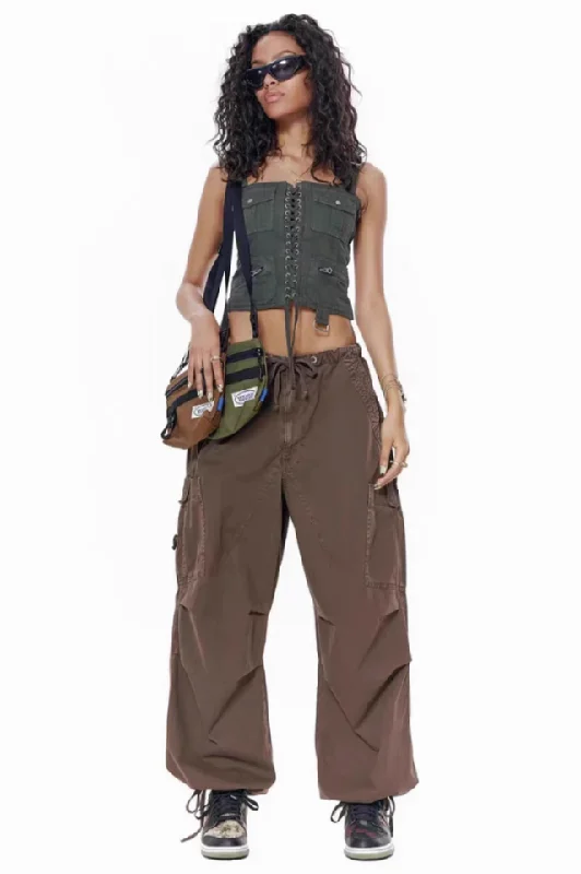 Vintage Parachute Cargo Pants Slim Fit Casual Pants