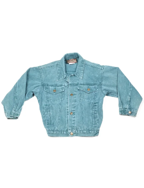 Turquoise Denim Jacket - 4-5 YEARS Wool Jacket Cashmere Jacket Tweed Jacket
