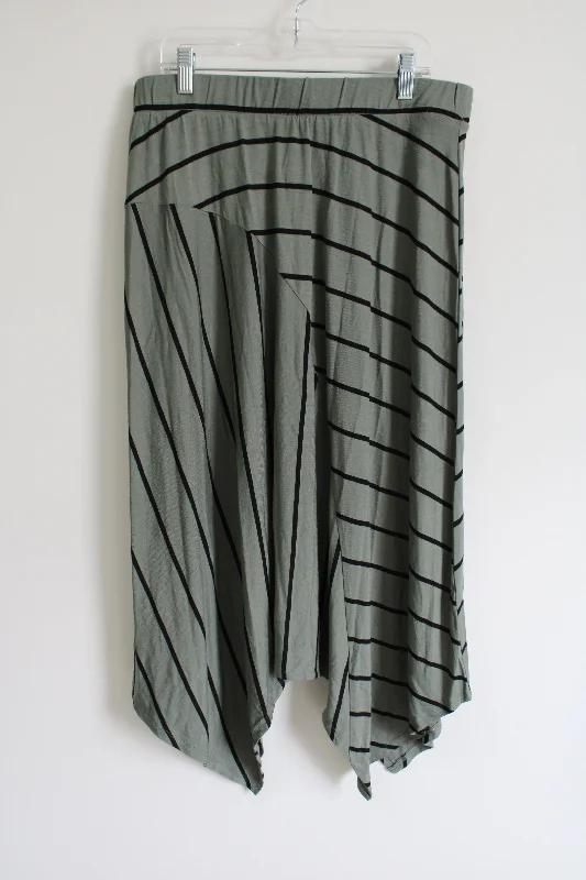 SO Green & Black Striped Skirt | L denim skirt durable
