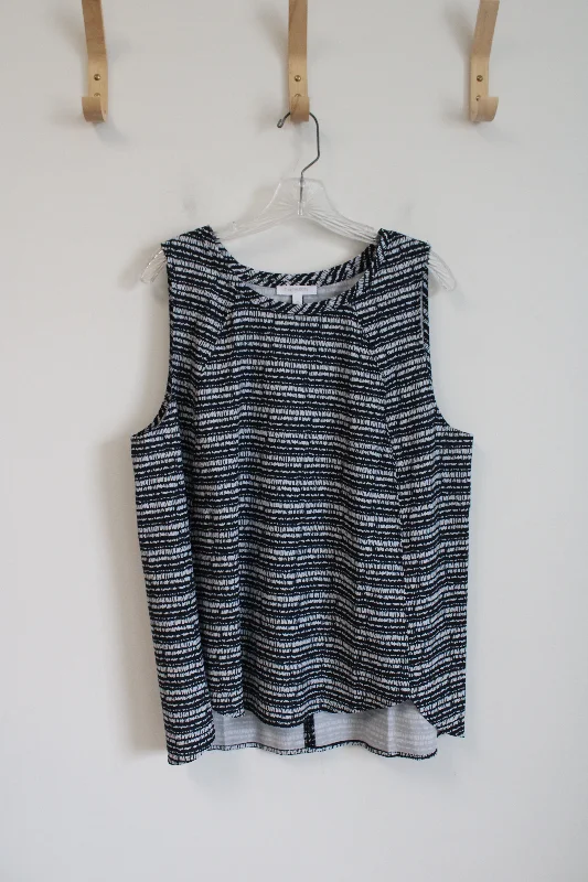 NEW T By Talbots Black & White Patterned Tank Top | XL lavender tank top