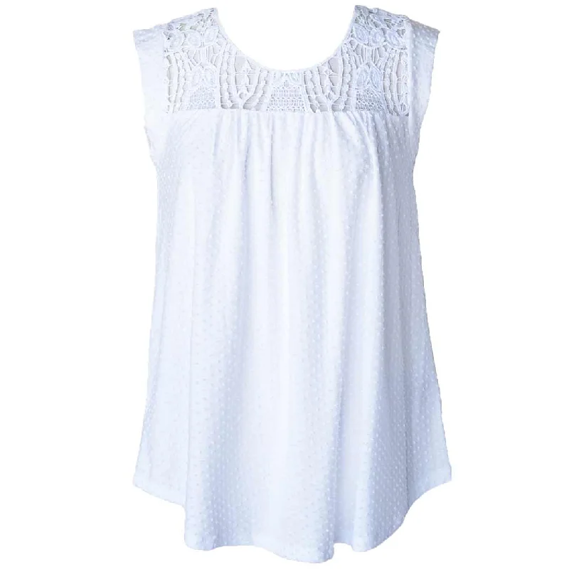 Keren Hart Women's Crochet Yoke Tank Top off shoulder tank