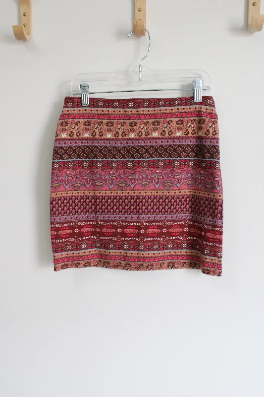 Hollister Pink Patterned Mini Skirt | S midi skirt versatile
