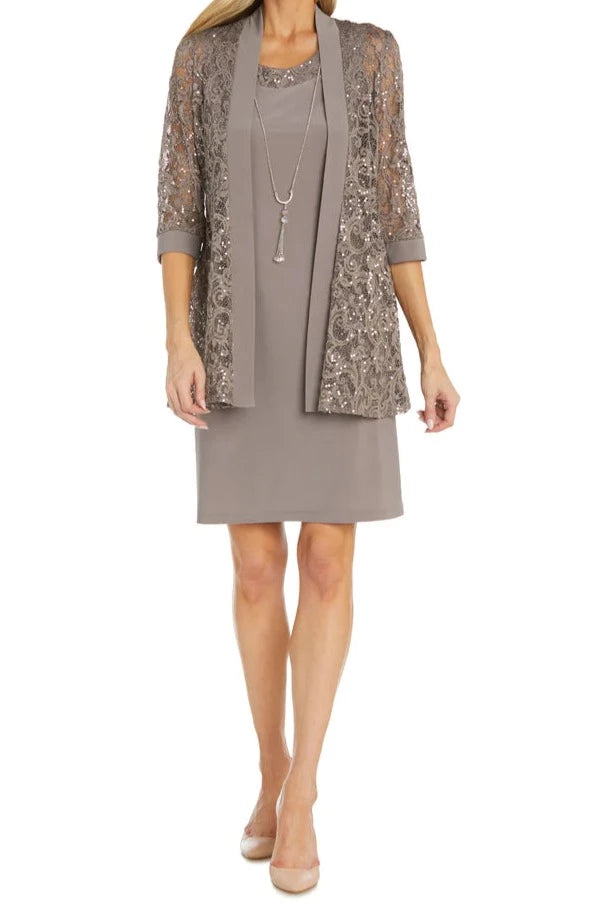 SEQUENCED LACED JACKET DRESS - CHAMPAGNE Belted Jacket Elasticated Jacket Padded Jacket