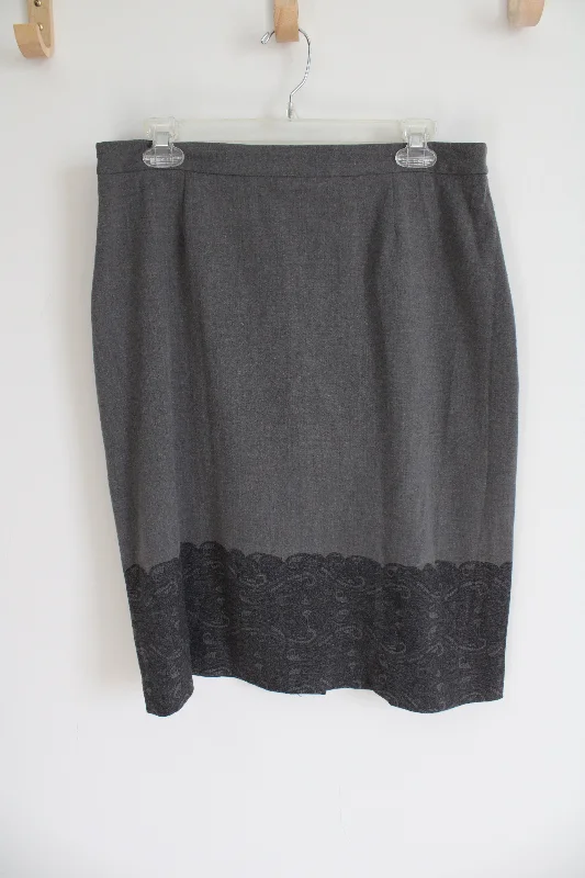 Merona Gray Lace Pattern Bottom Skirt | 12 silk skirt sleek