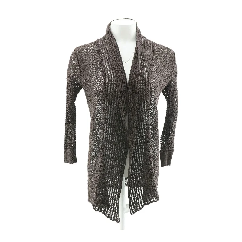 Brown Solid Cardigan Sweater Neon metallic Matte