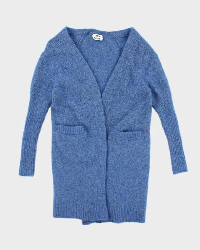 Acne Mohair & Wool Oversized Blue Cardigan - XS Cotton Fabric Linen Fabric Terry Fabric Acne Mohair & Wool Oversized Blue Cardigan - XS Cotton Fabric Linen Fabric Terry Fabric