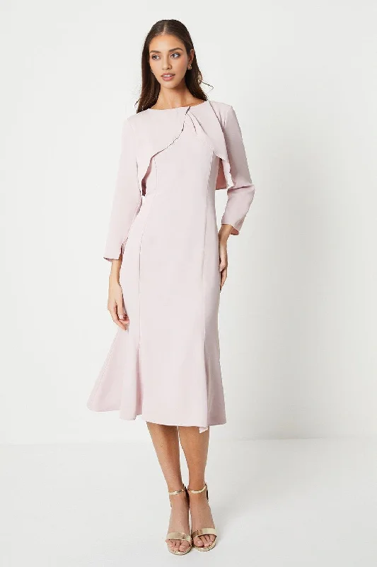 Tulip Bodice Long Sleeve Midi Dress Wedding Guest Party Dresses Chiffon Mother of the Bride Dresse Tunics Versatile functional