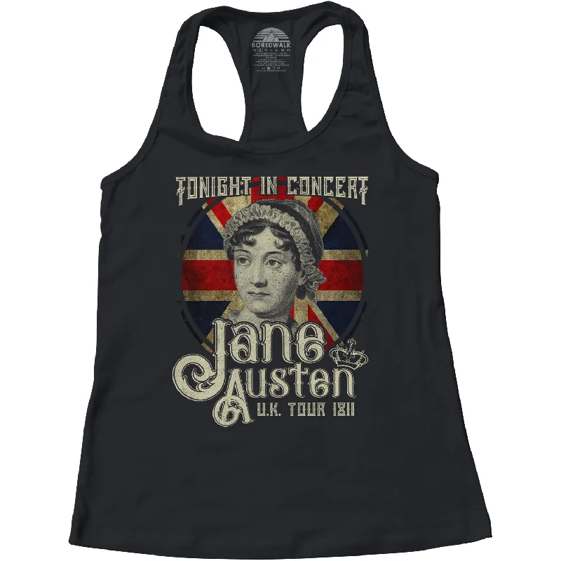 Women's Jane Austen Rock and Roll UK Tour Racerback Tank Top glitter tank top