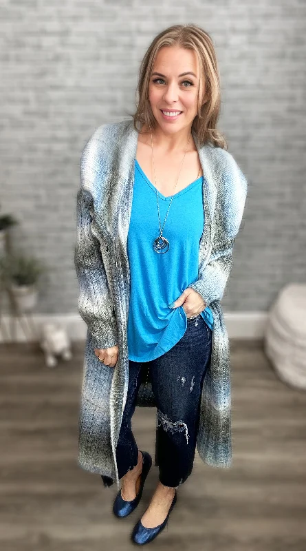Duster Length "Celine" Cardigan with Belt by Blakeley Terry Terry Cloth Terry Knit