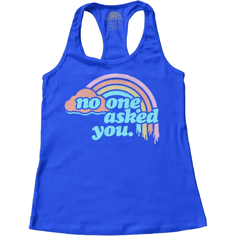 Women's No One Asked You Racerback Tank Top grey tank top