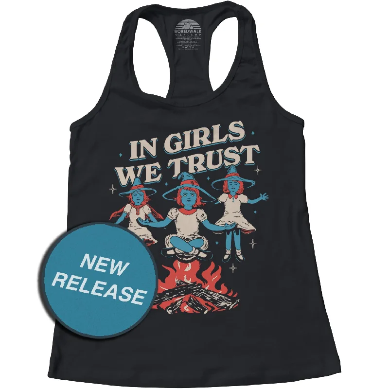 Women's In Girls We Trust Witches Racerback Tank Top modal blend tank