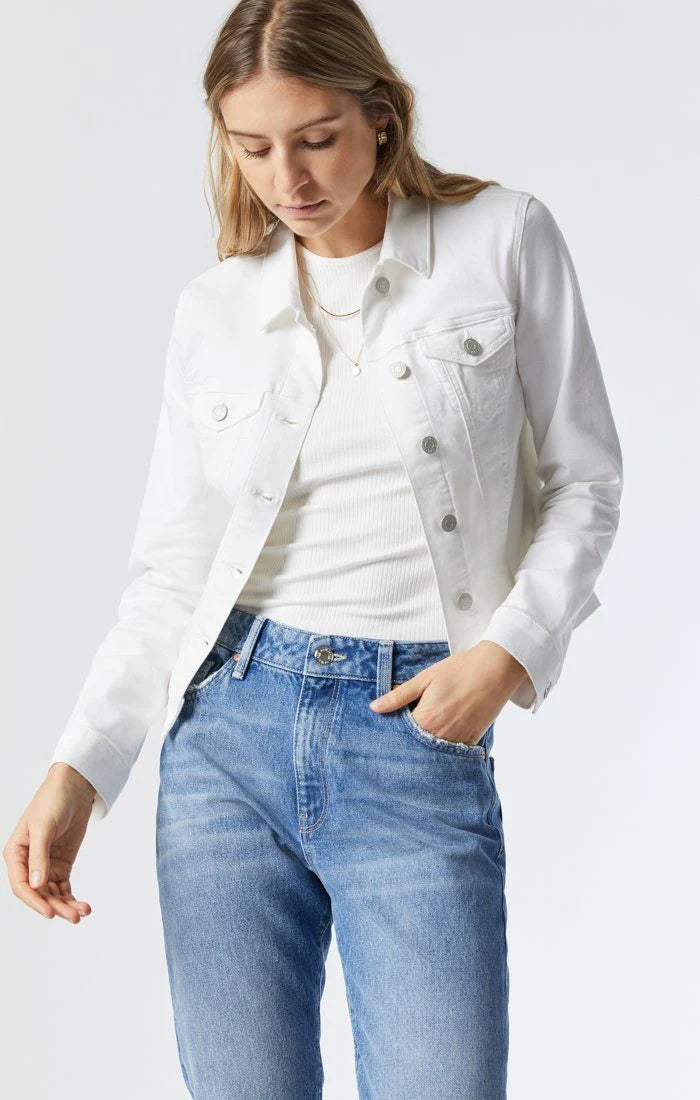 Mavi Jeans Samantha Double SuperSoft White Denim Jacket Bomber Jacket Anorak Windbreaker