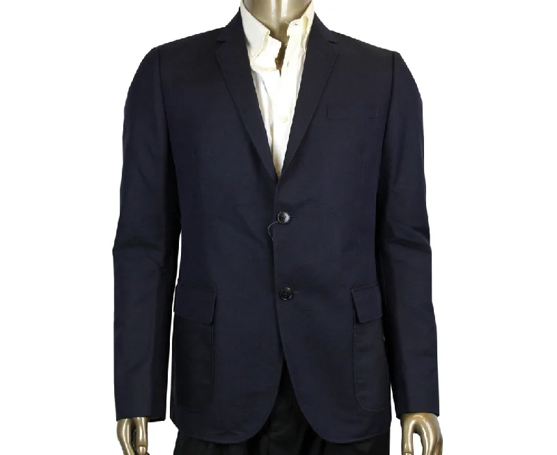 Gucci Men's 2 Button blue Cotton / Wool / Mohair Dylan'60 Selvage Jacket Herringbone Jacket Houndstooth Jacket Plaid Jacket