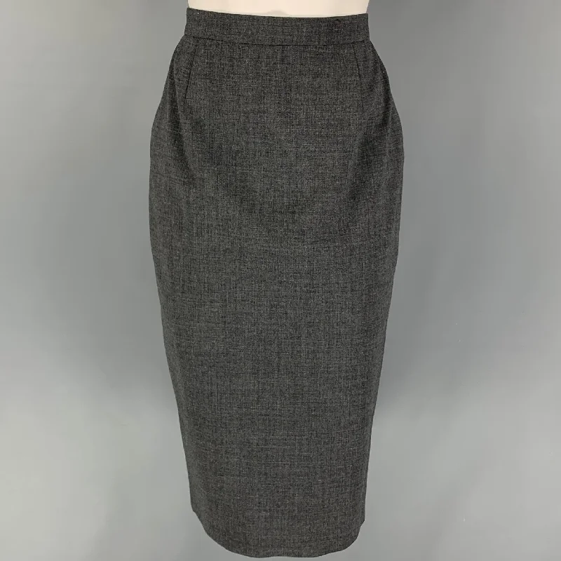 MOSCHINO COUTURE Size 6 Grey Wool Polyamide Heather Mid-Calf Skirt cashmere skirt rich