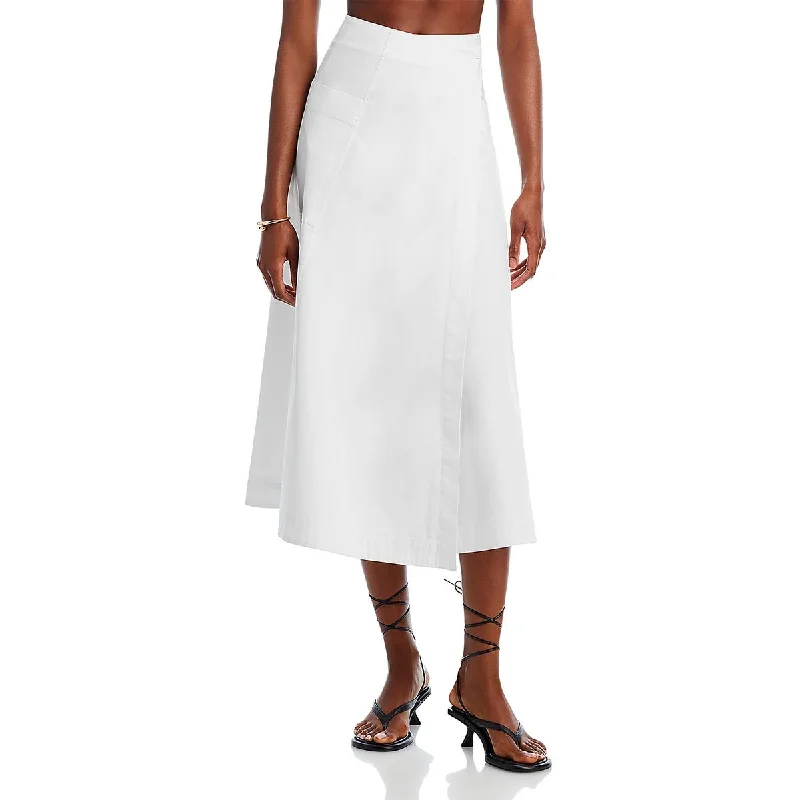 Proenza Schouler Womens Midi Poplin Wrap Skirt velvet skirt plush