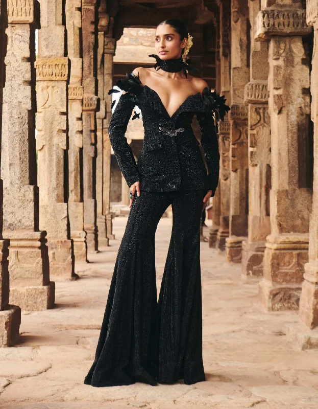 Ruqsha black blazer and pants Comfy Athletic Pants