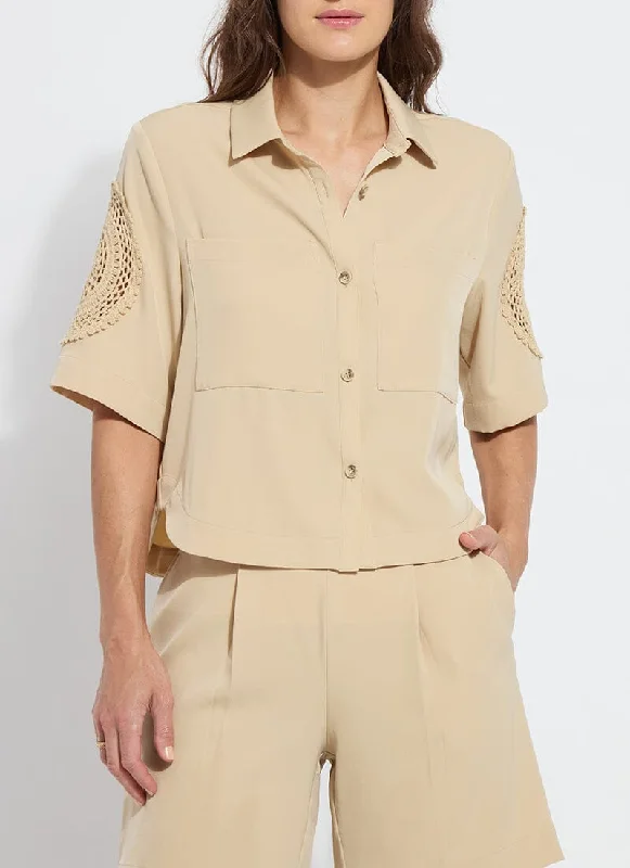 Tyla Crochet Detail Short Slv Jacket Hoodie Zip-Up Jacket Button-Up Jacket