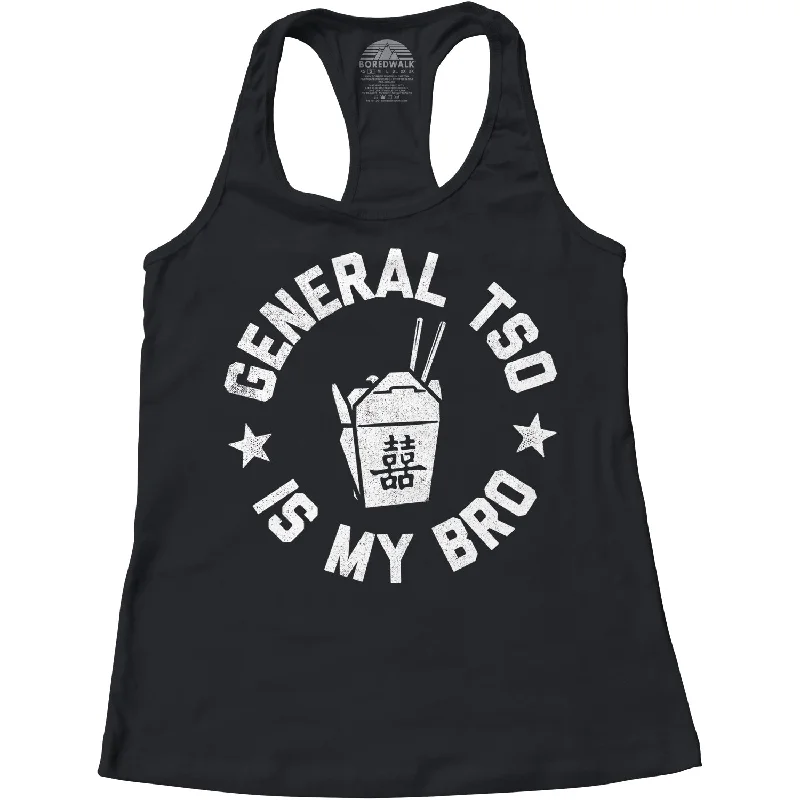 Women's General Tso Is My Bro Racerback Tank Top gold tank top