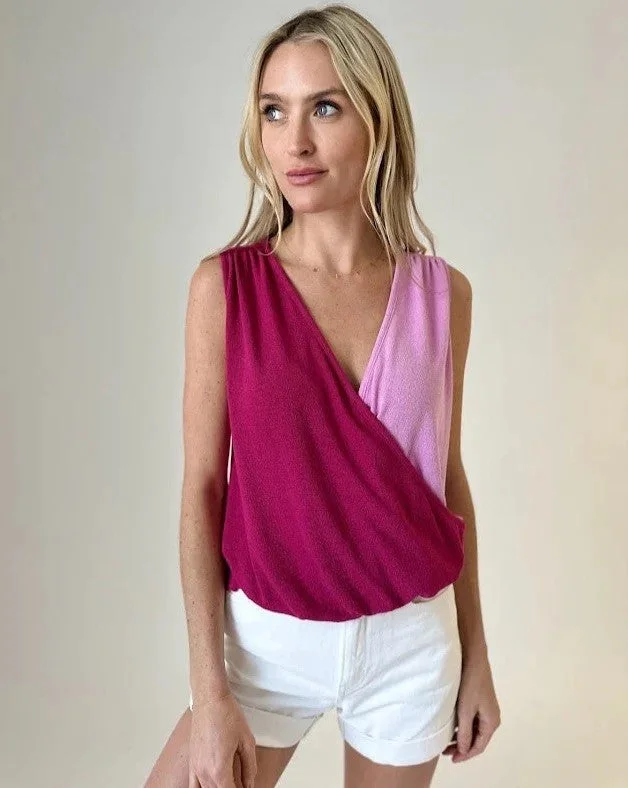 Two Tone Tank - Fuschia/Pink basic tank top