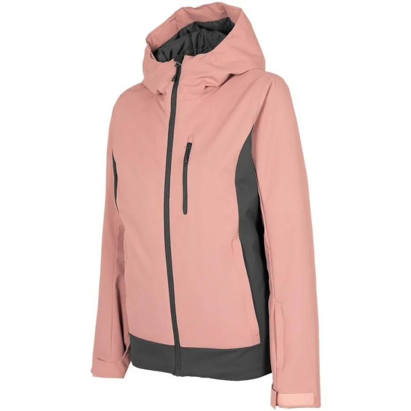 4F Womens Ski Jacket - Dark Pink Striped Jacket Polka Dot Jacket Floral Jacket