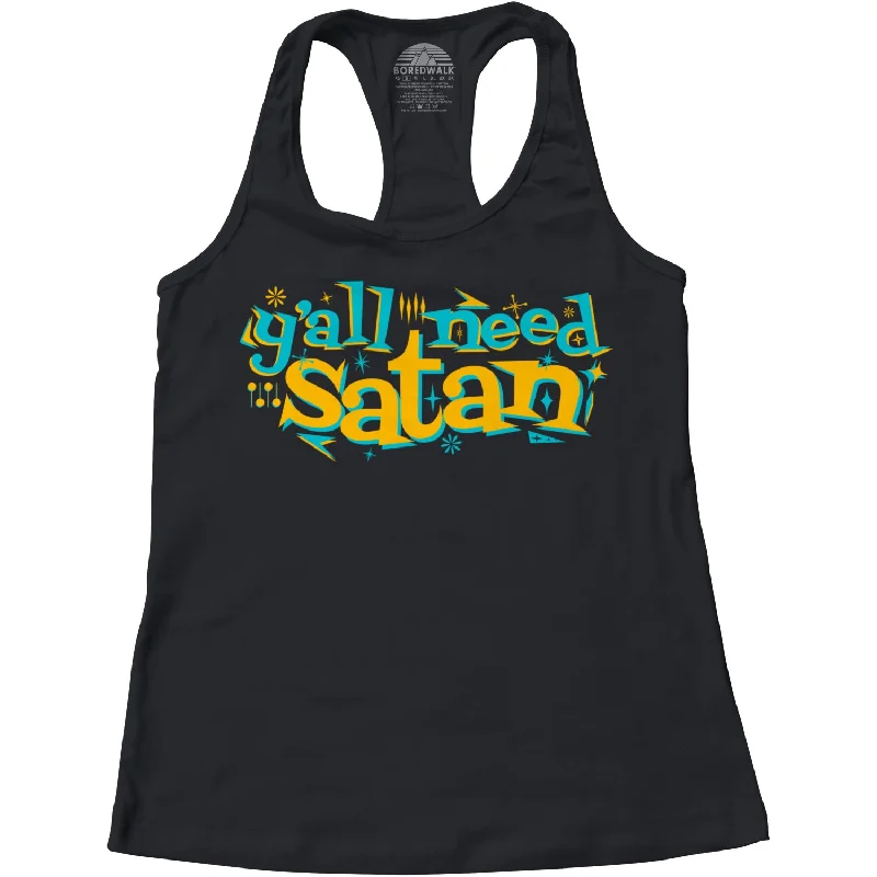 Women's Y'all Need Satan Racerback Tank Top ivory tank top