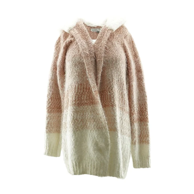 Pink Solid Cardigan Sweater Denim Fabric Leather Fabric Suede Fabric