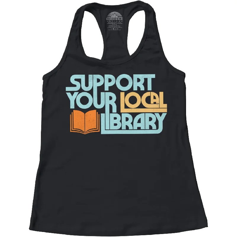 Women's Support Your Local Library Racerback Tank Top pastel tank top