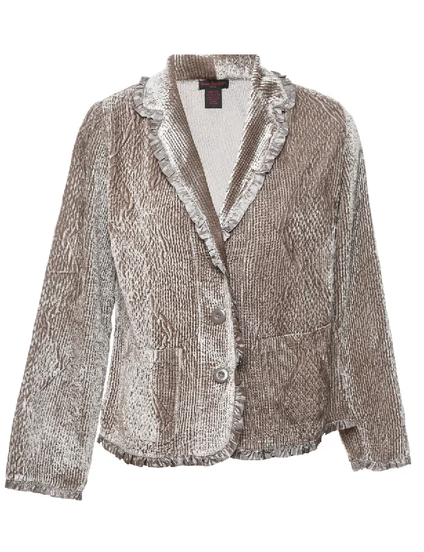 Light Brown Cardigan - M Lace Blend Ribbed Blend Corduroy Blend