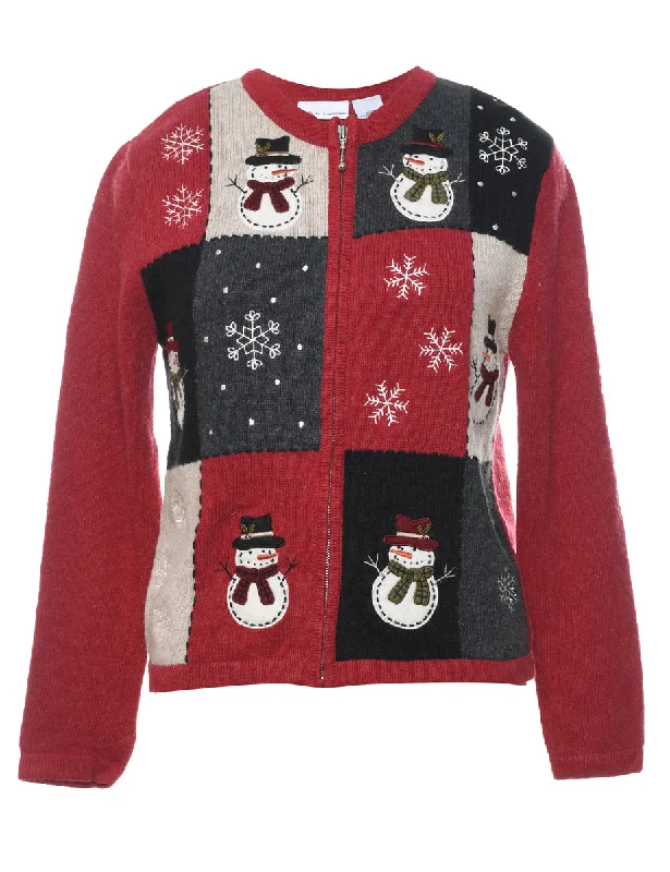 Snowman Christmas Cardigan - S Transparent Opaque Sheer