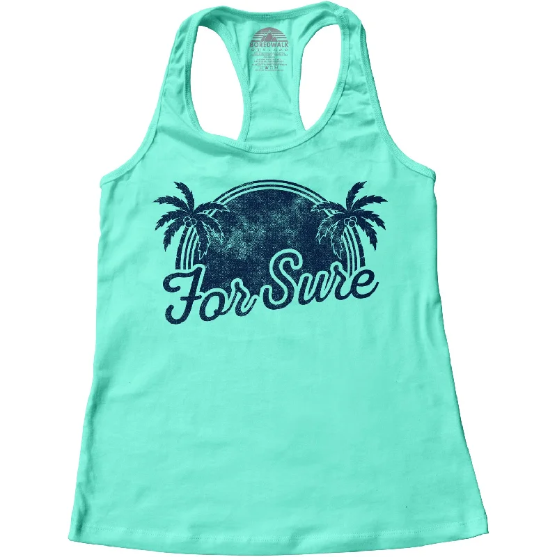 Women's For Sure Racerback Tank Top off shoulder tank
