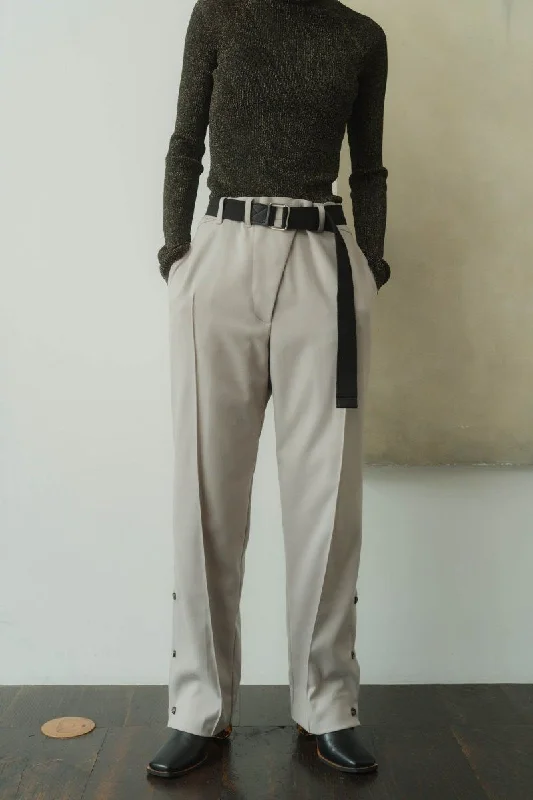 Slit Belt Slacks Pants/Gray Casual Lounge Pants
