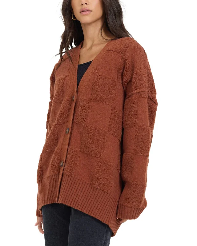 Vintage Havana Tonal Checkered Cardigan Open Front Closed Front Wrap Front