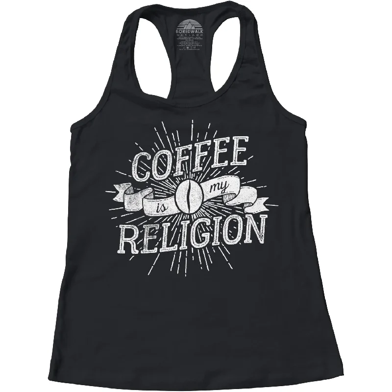 Women's Coffee Is My Religion Racerback Tank Top fitted tank top