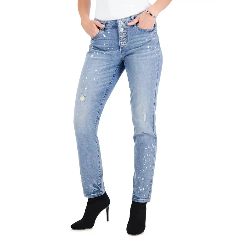 INC INTERNATIONAL CONCEPTS - Paint-Splatter Mid-Rise Straight-Leg Pants Slim-Fit Khaki Pants