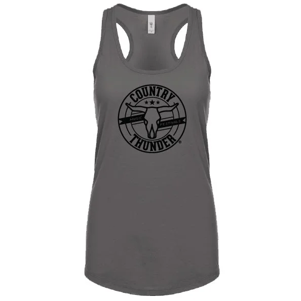 Country Thunder Women's Circle Logo Graphic Tank Top silver tank top