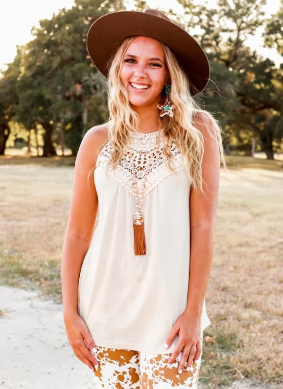 Ivory Crochet Tank playful tank top