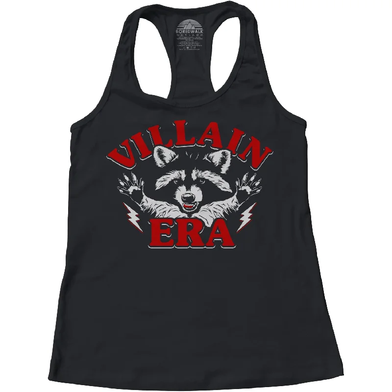 Women's Villain Era Raccoon Racerback Tank Top strappy tank top