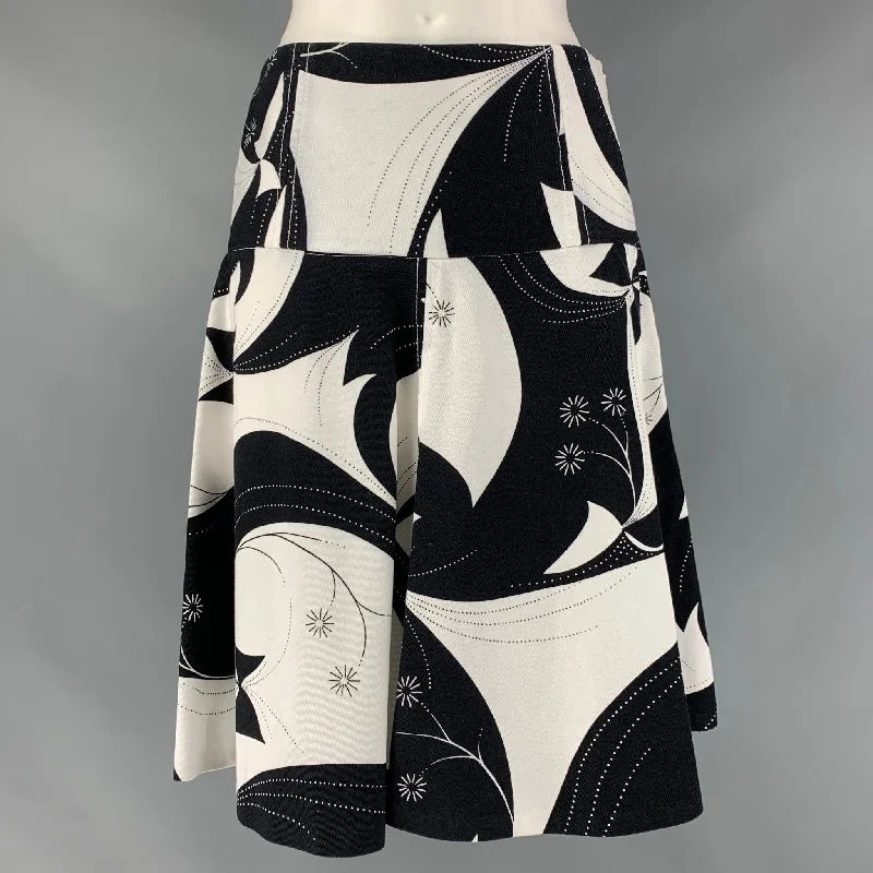 DOLCE & GABBANA Size 4 Black White Cotton Abstract Circle Skirt denim skirt classic