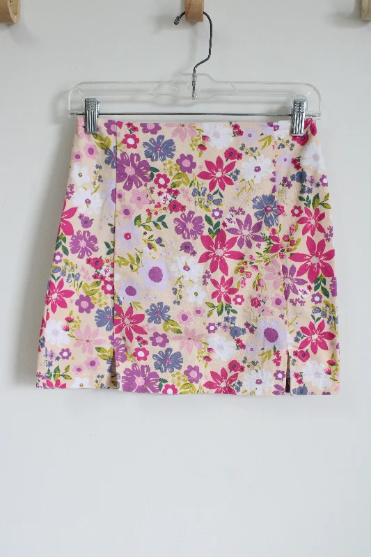 Love On A Hanger Pink Floral Mini Skirt | 3 velvet skirt plush