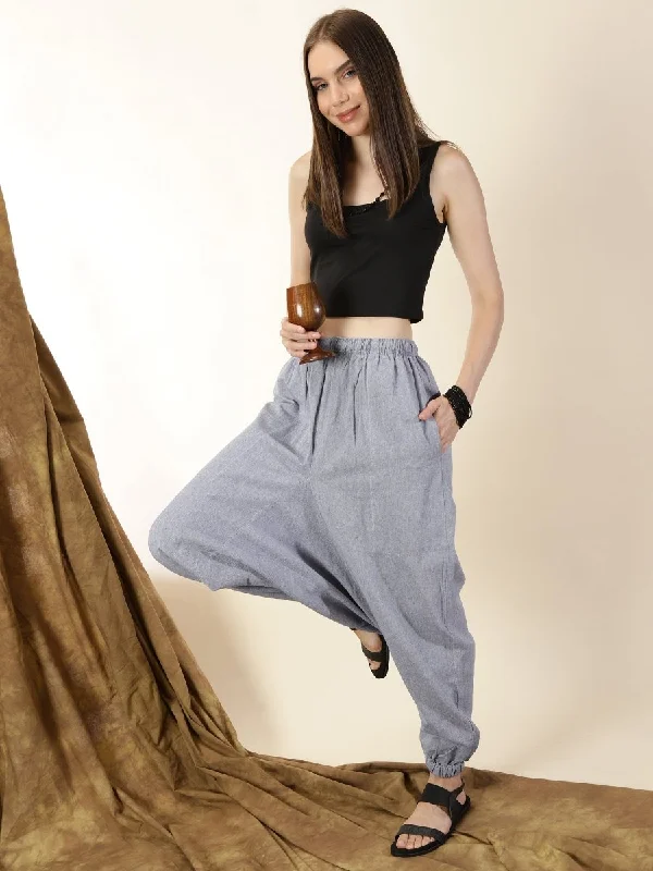 Women's Harem Pant | Grey | Fits Waist Size 28" to 36" Trendy Palazzo Pants