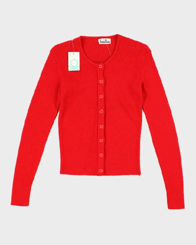 Deadstock Vintage 60s Benetton Red Cardigan - XS Faux Fur Fabric Real Fur Fabric Shearling Fabric Deadstock Vintage 60s Benetton Red Cardigan - XS Faux Fur Fabric Real Fur Fabric Shearling Fabric