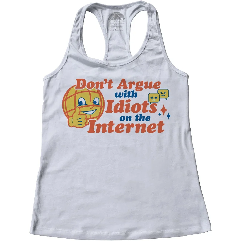 Women's Don't Argue With Idiots On The Internet Racerback Tank Top lemon yellow tank